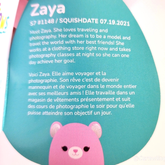 ZAYA 🐻 Pink Bear w/Glitter Ears Original Squishmallows by Kelly Toy ☆》NWT《☆ - Picture 5 of 8